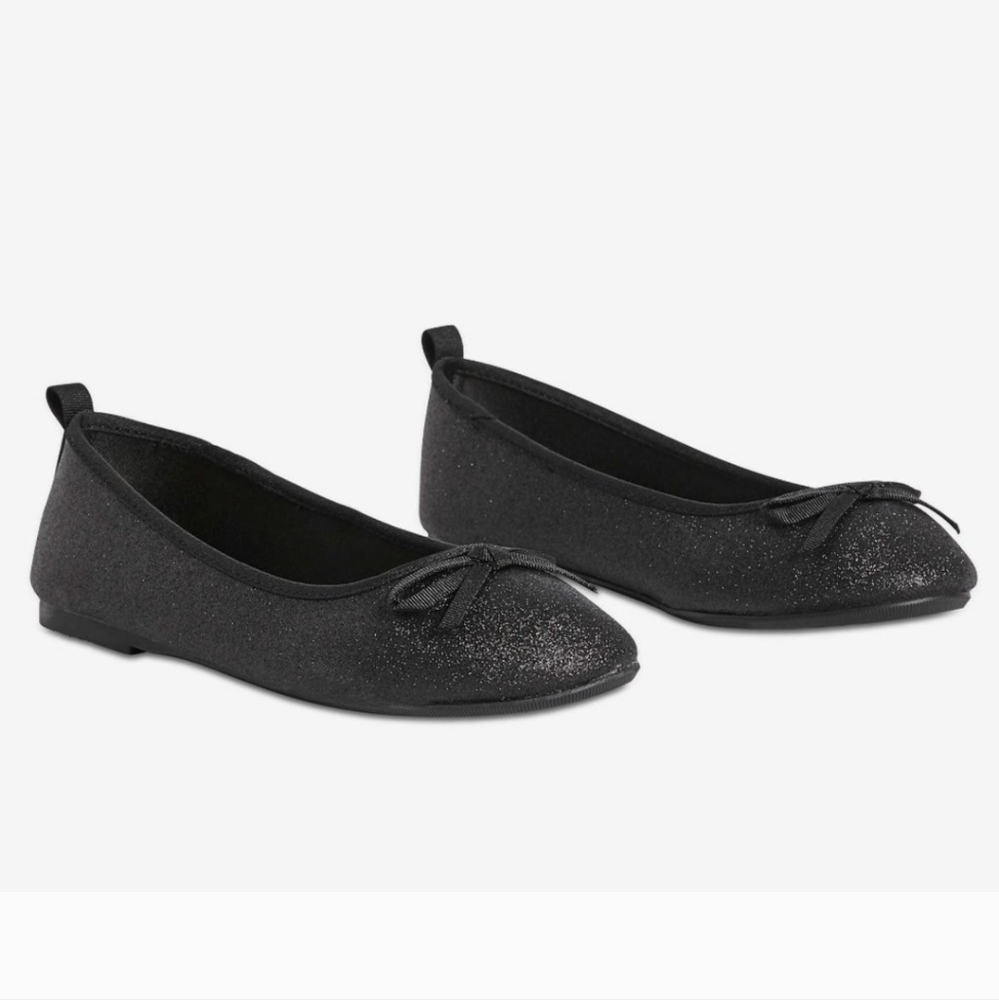 Joe Fresh girls ballet flats black glitter Size 1